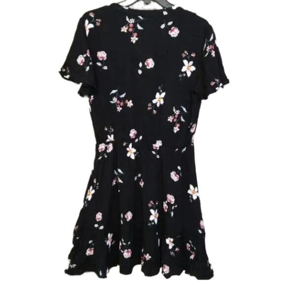 American Rag Floral Mini Dress S Black Button Front Boho Fit & Flare - Picture 2 of 16